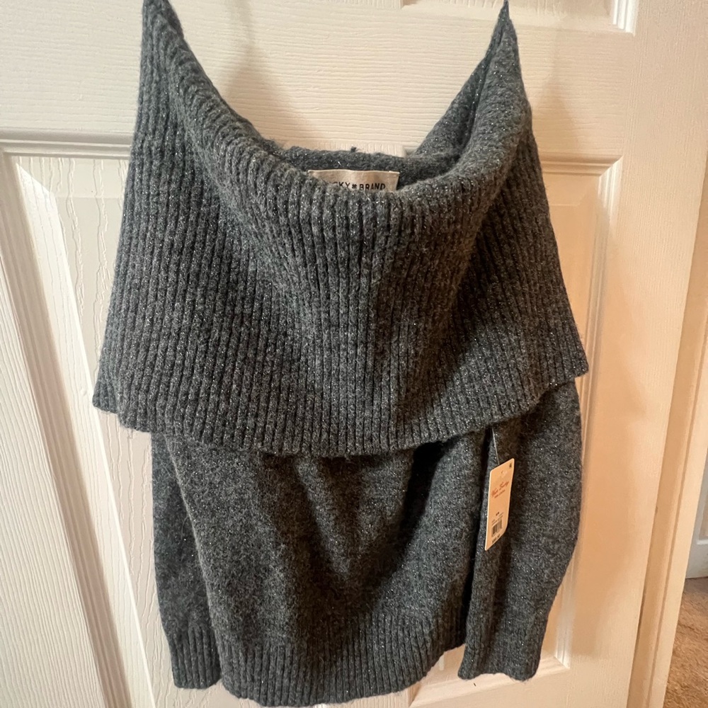 Lucky Brand Charcoal Gray Cowl Neck Sweater